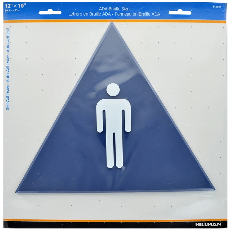 12 X 10 Blue Plastic Triangle Men's Restroom Sign - Ada Compliant