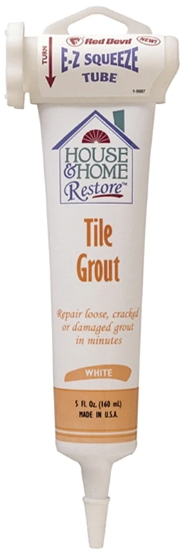 0438 Ez Squeeze White Tile Grout, 5 Ounce Tube For Repairs