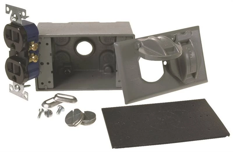 5839-5 Weatherproof Cover Kit For 125v 15a Duplex Receptacles, Gray