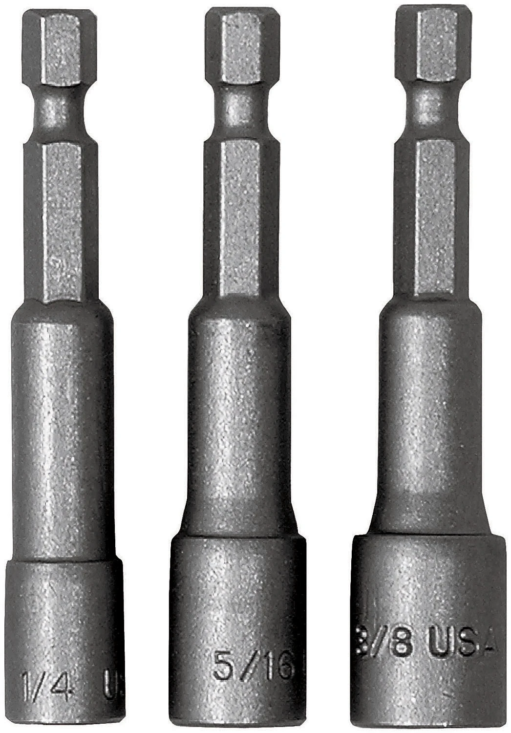 15118 3-piece Magnetic Power Nutsetter Bit Set With Hex Shank