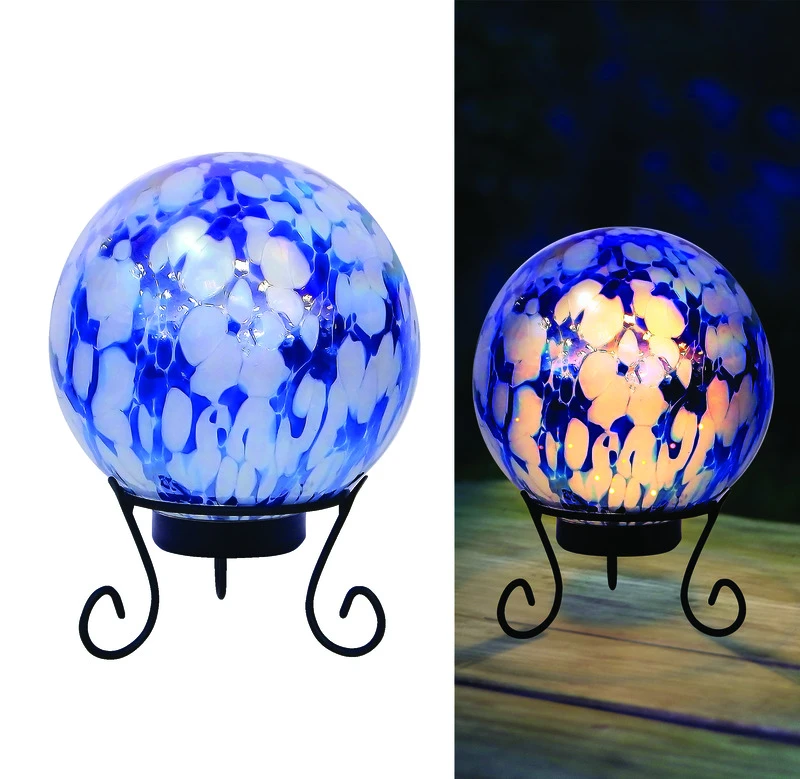 Alpine Blue Glass 11 In. H Led Gazing Ball - Model Hgy308a-tm