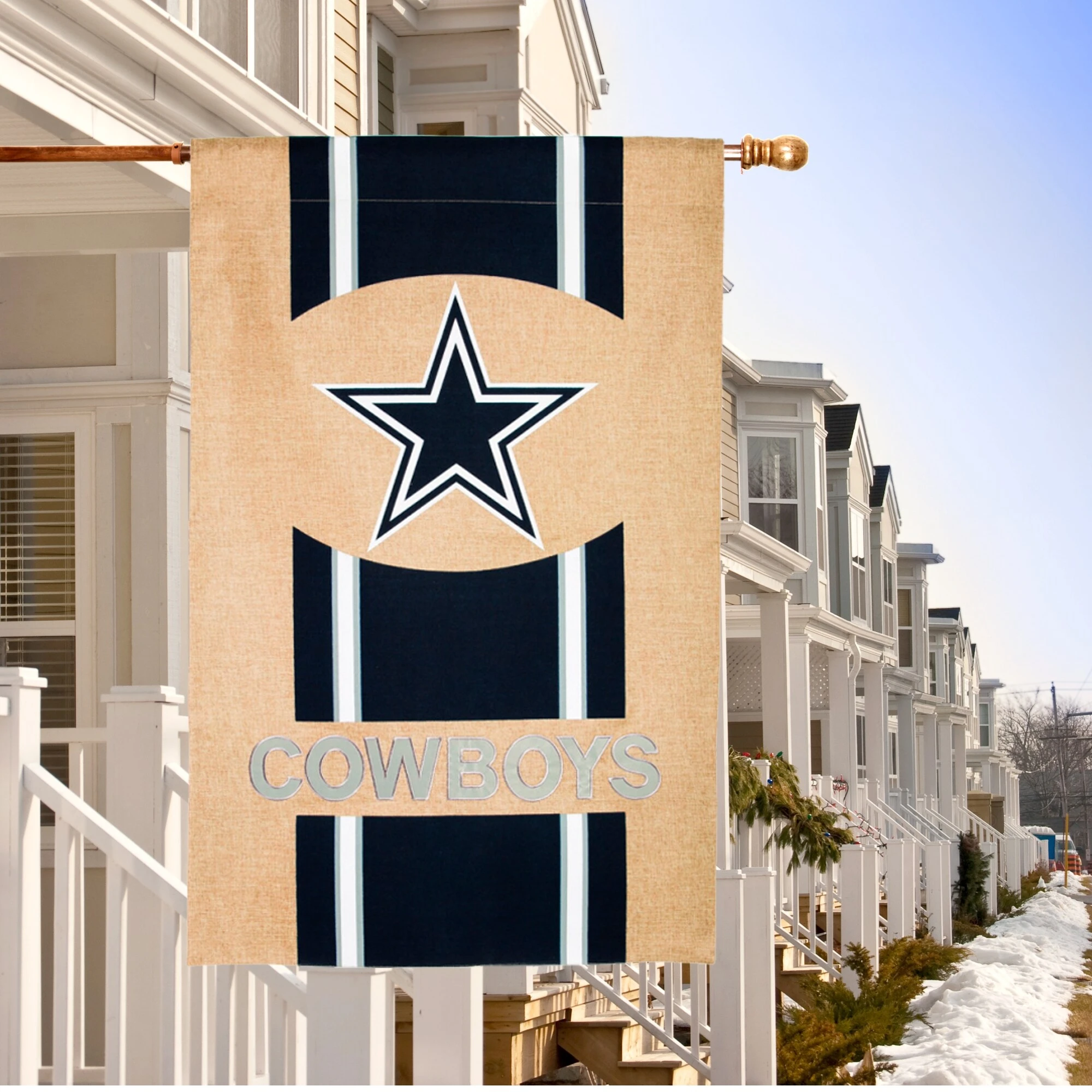 Dallas Cowboys Burlap House Flag, 29 X 43 Inches, Double-sided Design