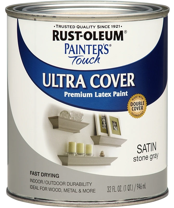 Painters Touch Satin Stone Gray Water-based Ultra Cover Paint 1 Quart