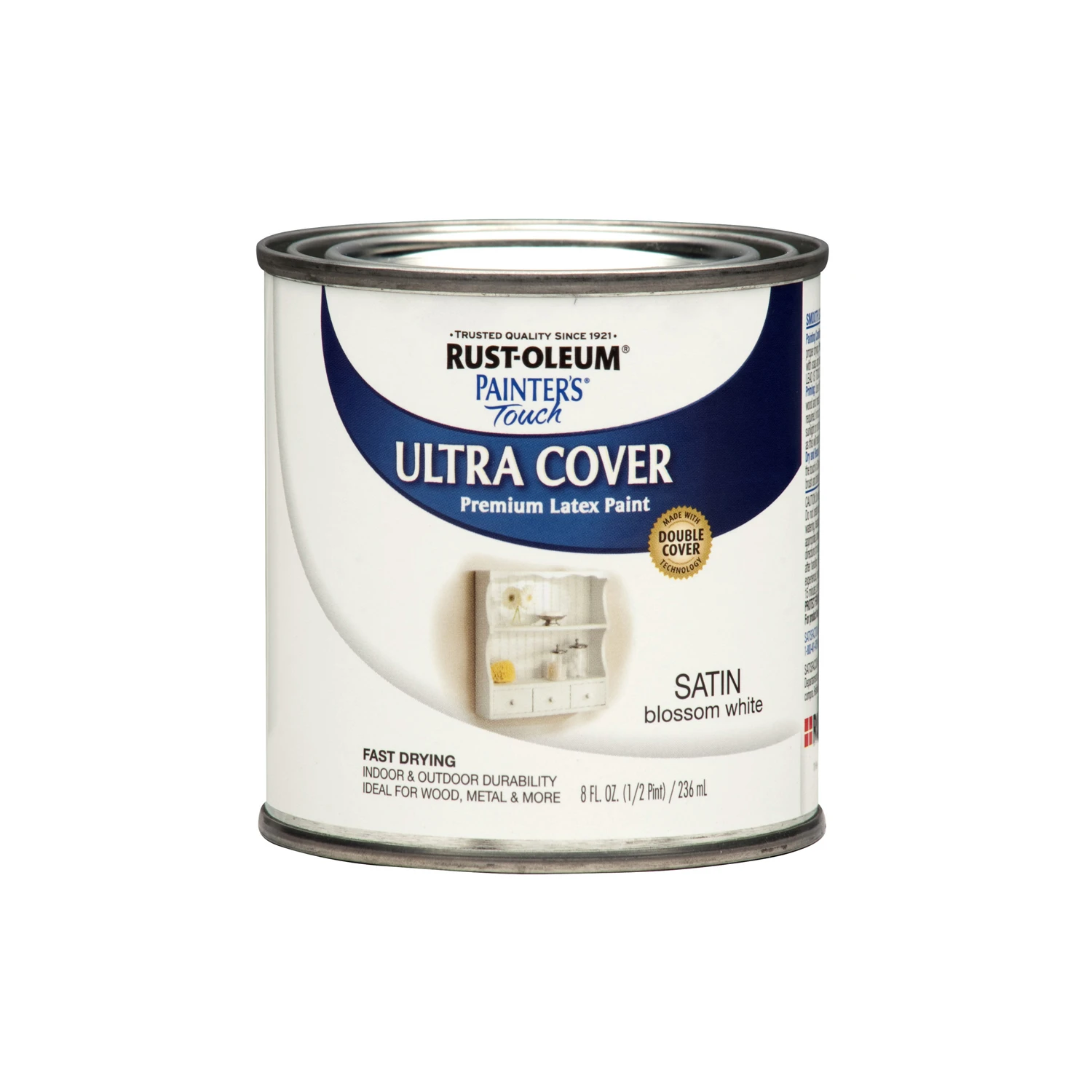 Painter's Touch Ultra Cover Satin Blossom White Paint 0.5 Pint Interior & Exterior