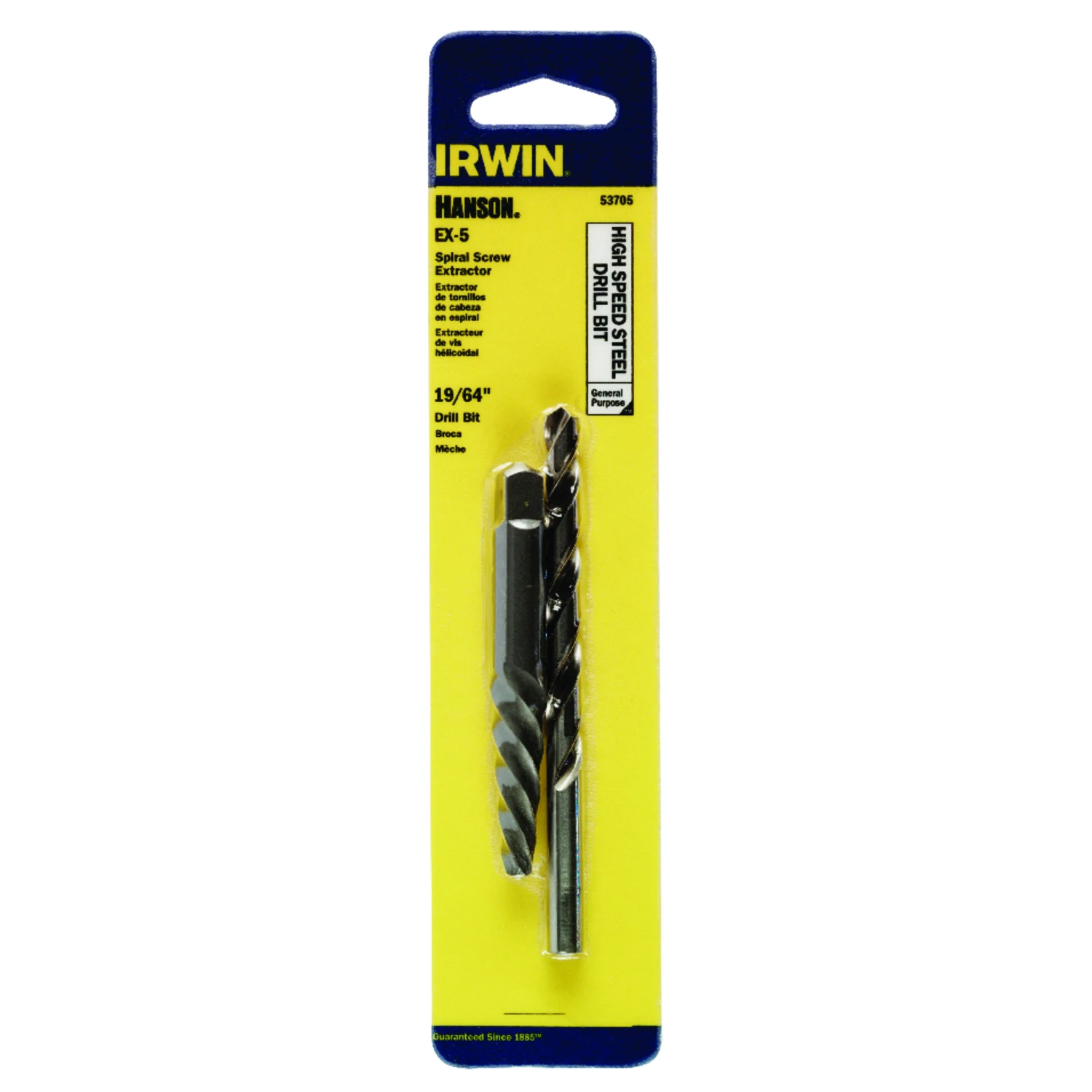 Hanson 19/64 In. X 4-3/8 In. L High Speed Steel Drill Bit Set 3-flat Shank 1 Pc