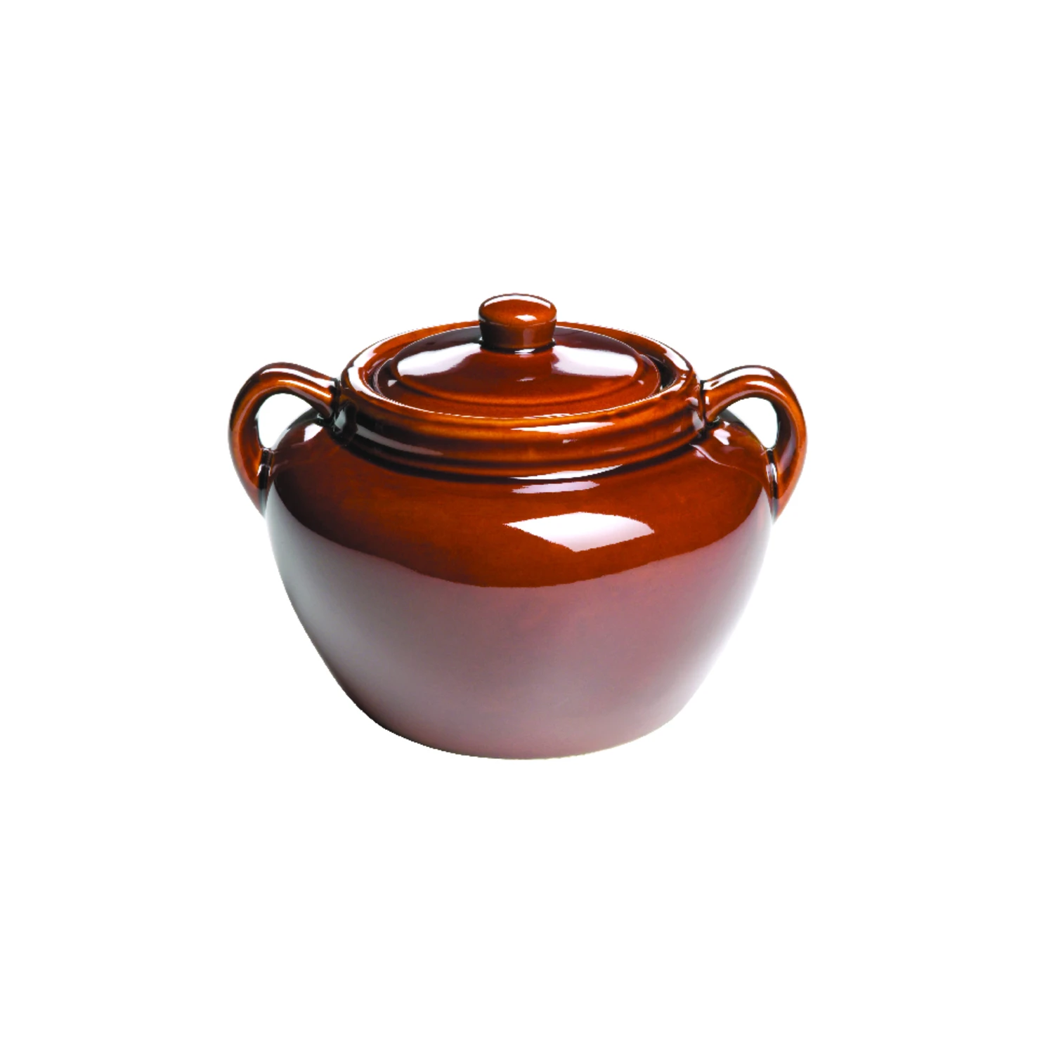 9.5 In. W X 6.75 In. L Stoneware Bean Pot With Lid - Brown