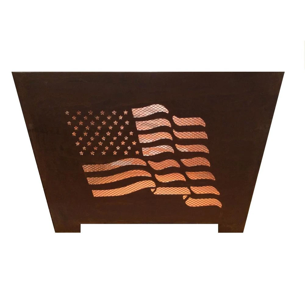 24 In. X 16 In. Square Steel Wood Burning Fire Pit - Rust Finish