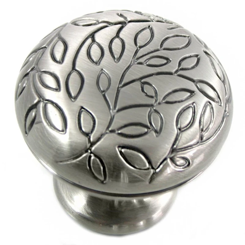 1-1/4 In. Antique Satin Nickel Vine Round Cabinet Knob Model 10221