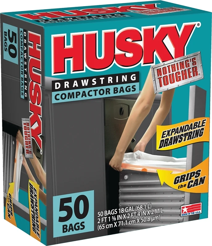 Husky Drawstring Trash Bags (18 gallon, 50 ct.)
