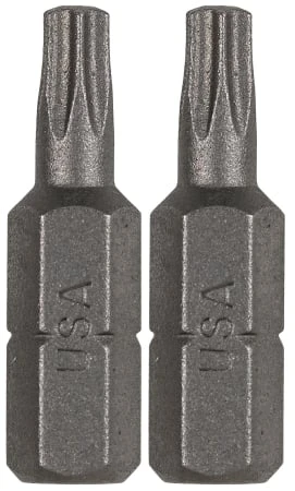 Vermont American 15403 Type Torx Size TX10 with 1-Inch Length Extra Hard Screwdriver Bit, 2 Pieces Per Card