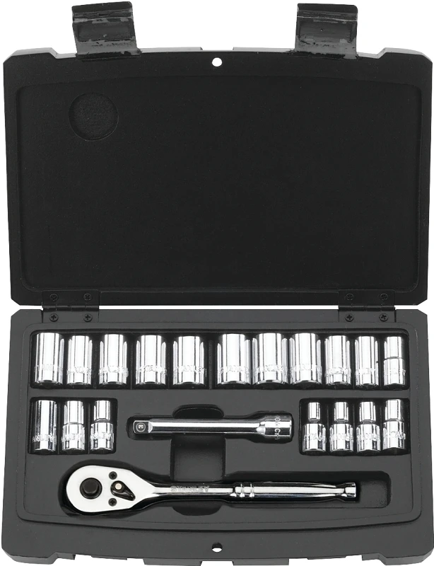 20-piece Sae 1/4 In. Drive 6 Point Socket Set With Extension Bar