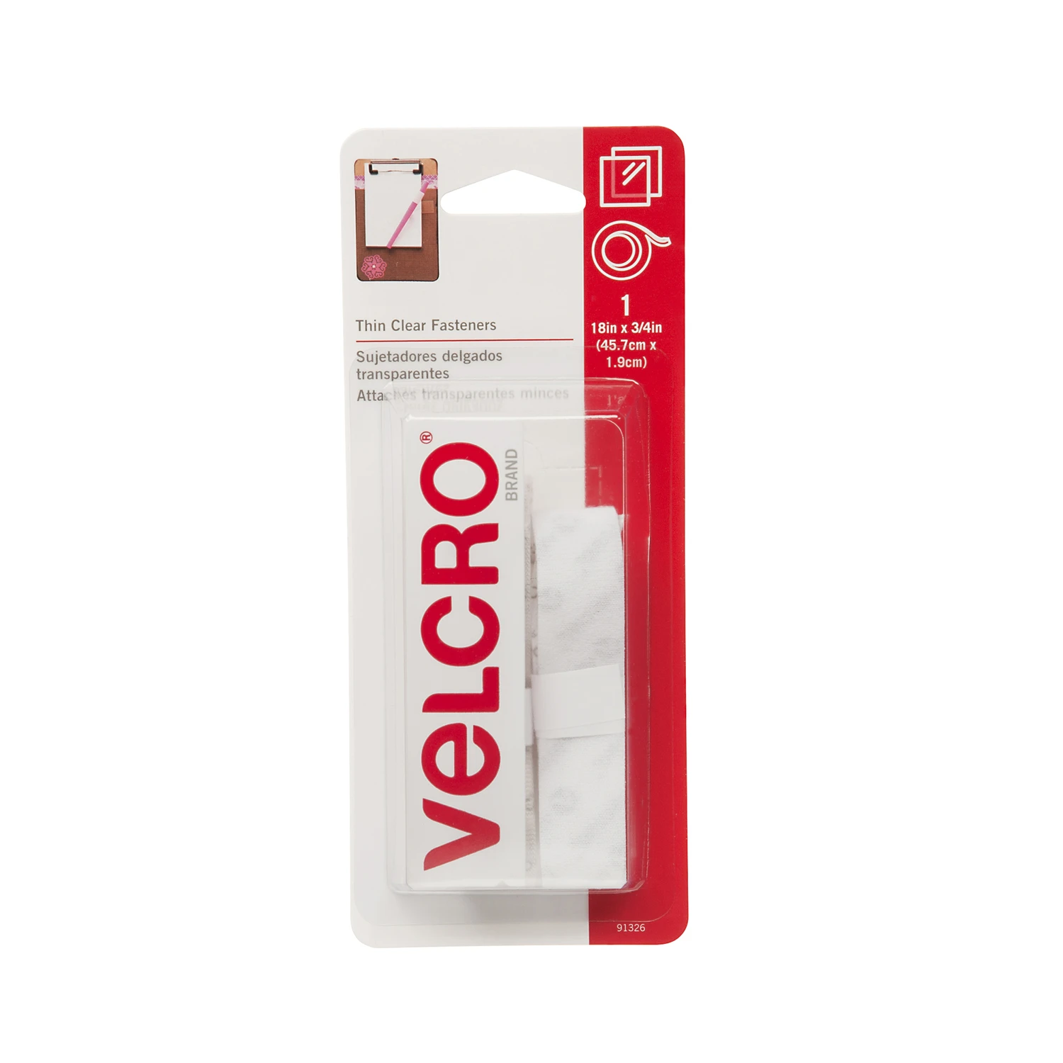 VELCRO Brand Thin Clear Medium Nylon Hook and Loop Fastener 18 in. L 1 pk