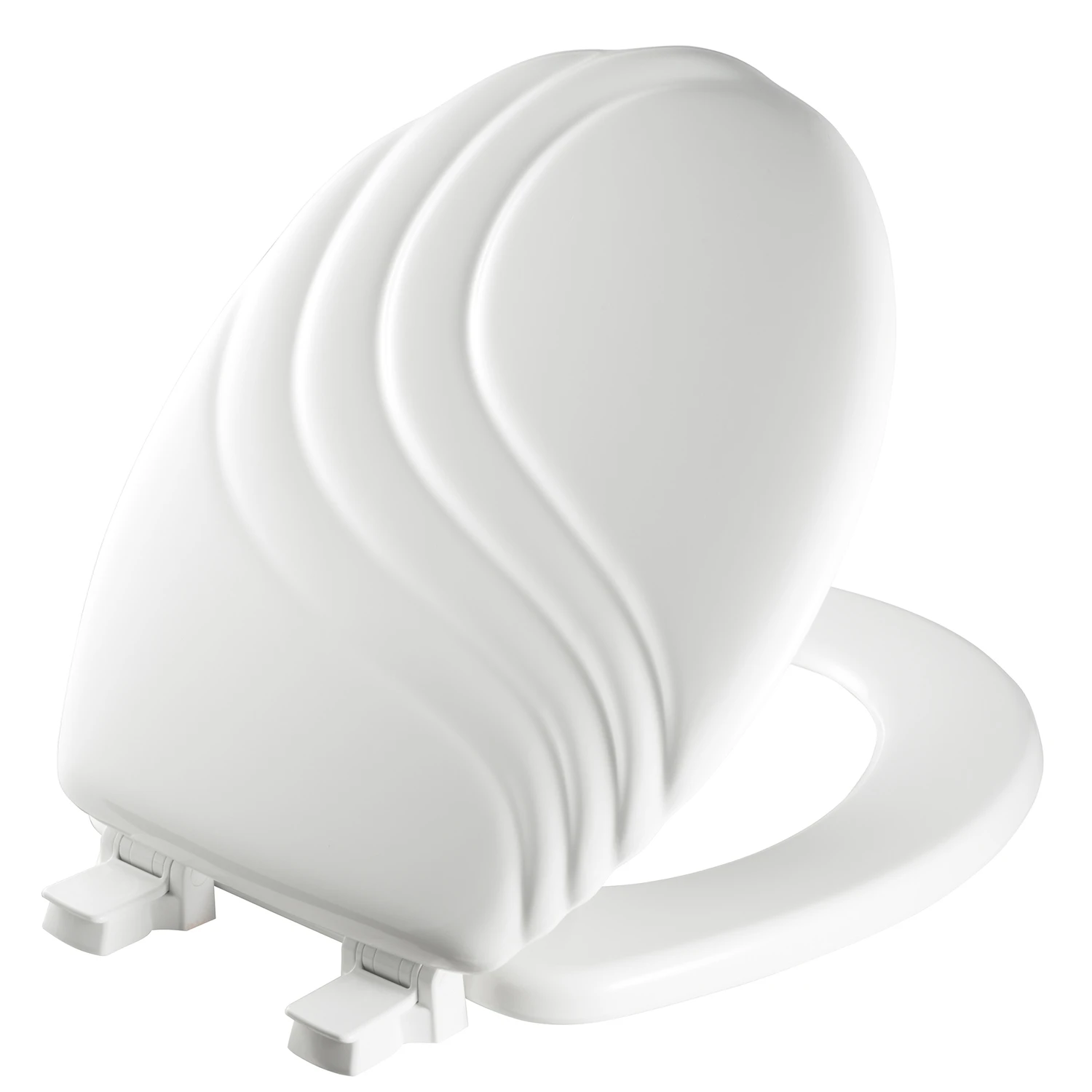 Sculptured Swirl Round Closed Front White Molded Wood Toilet Seat 27ec000