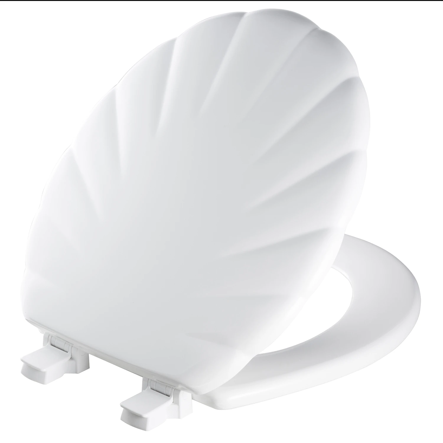 Round Closed Front Designer Sculptured Shell White Molded Wood Toilet Seat