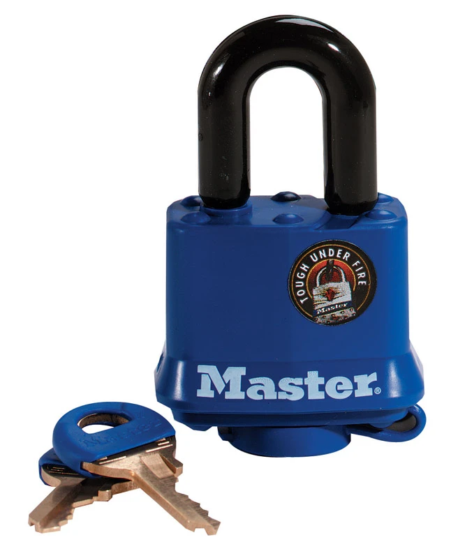 1-9/16 In. Laminated Steel Padlock With Blue Weather Resistant Cover