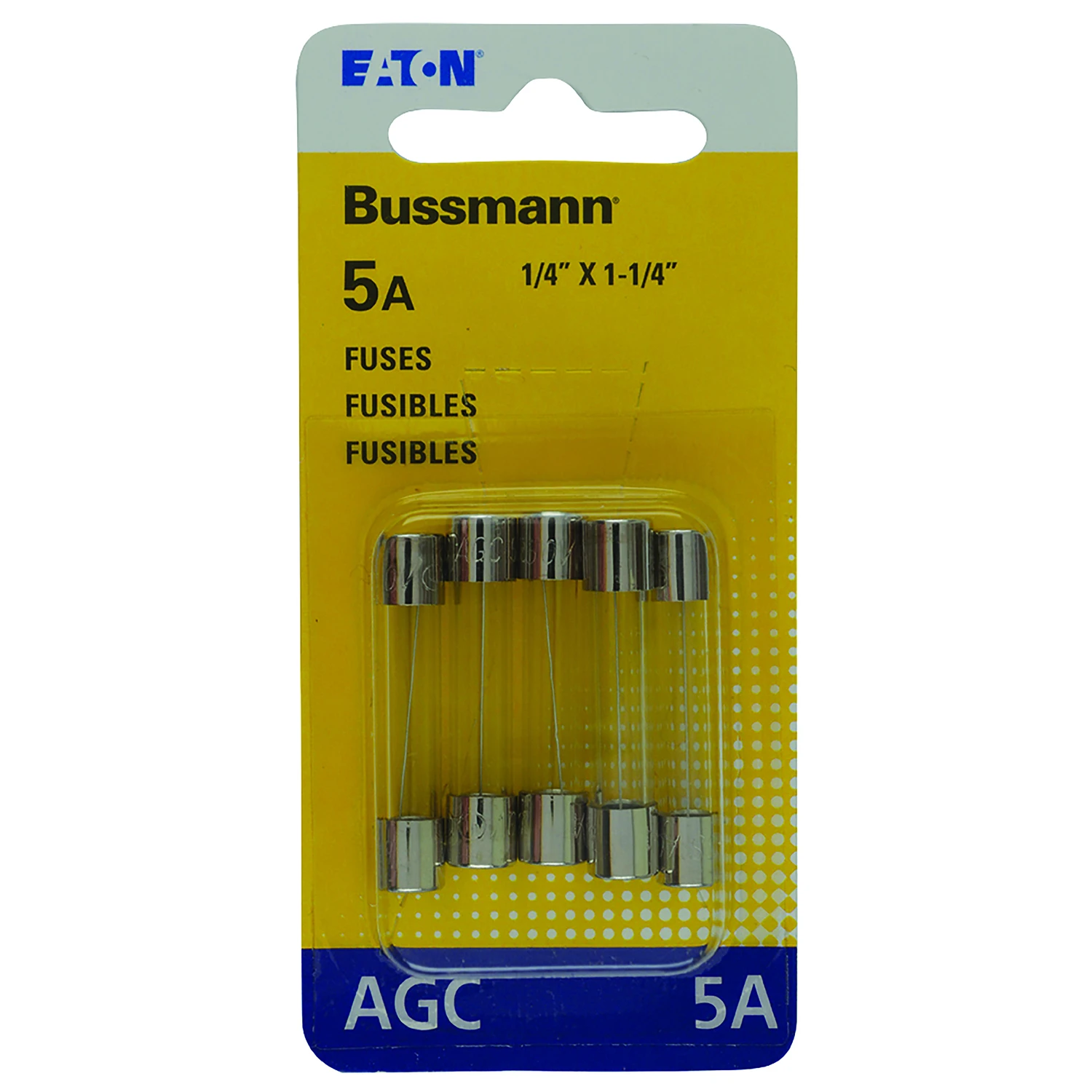 Glass Tube Fuse, Type AGC, Fast-Acting, 5-Amp, 250-Volt, 5-Pk.