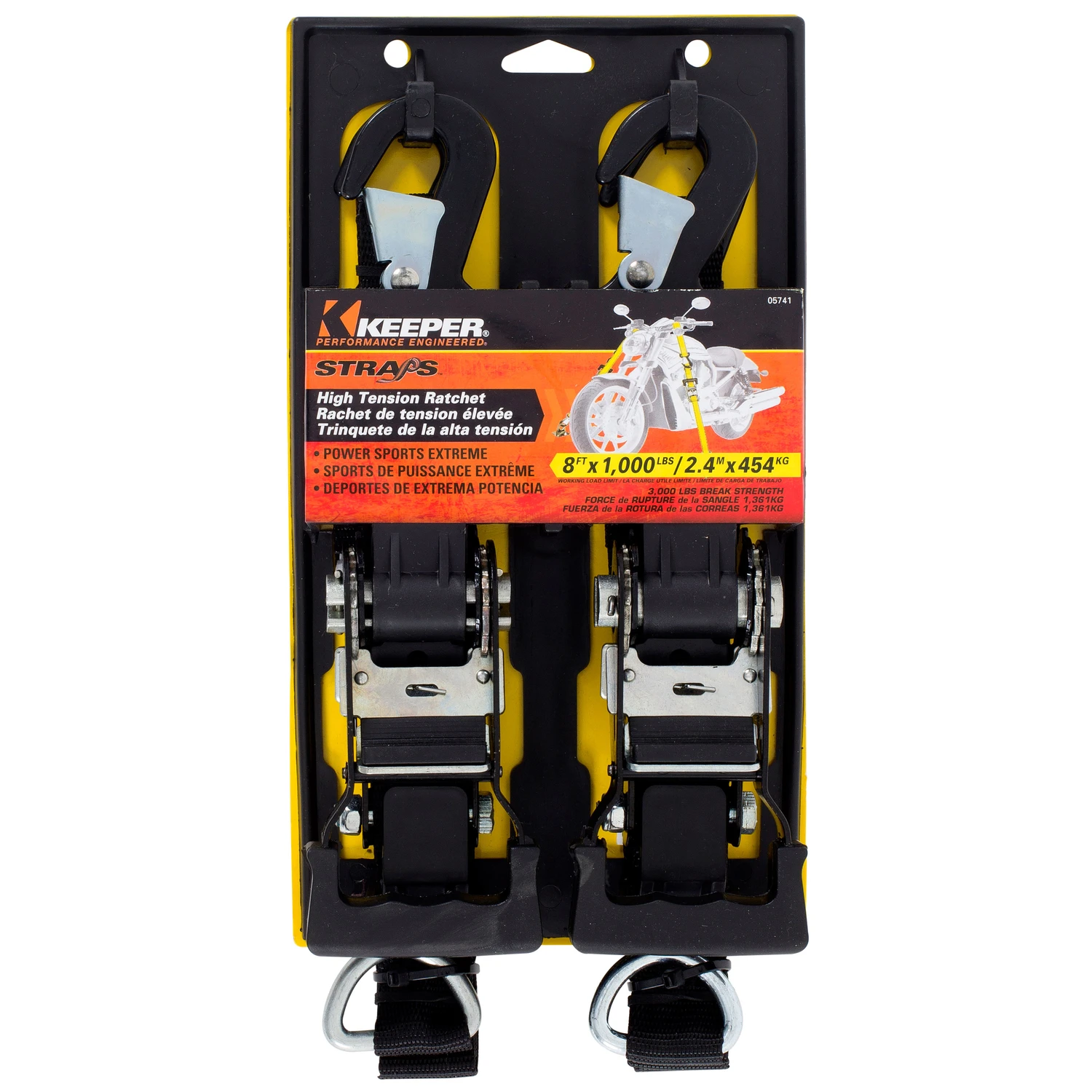 8 ft. x 1-1/4 in. x 1,000 lbs. Motorcycle/ATV Ratchets (2-Pack)