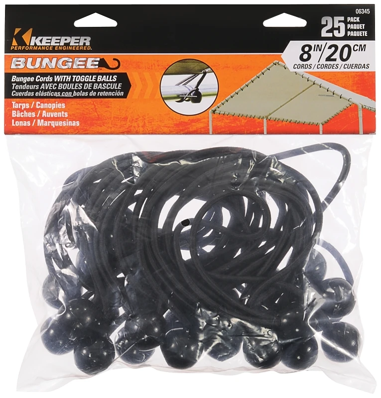 Keeper Black Bungee Ball Cord 8 in. L X 0.315 in. 25 pk