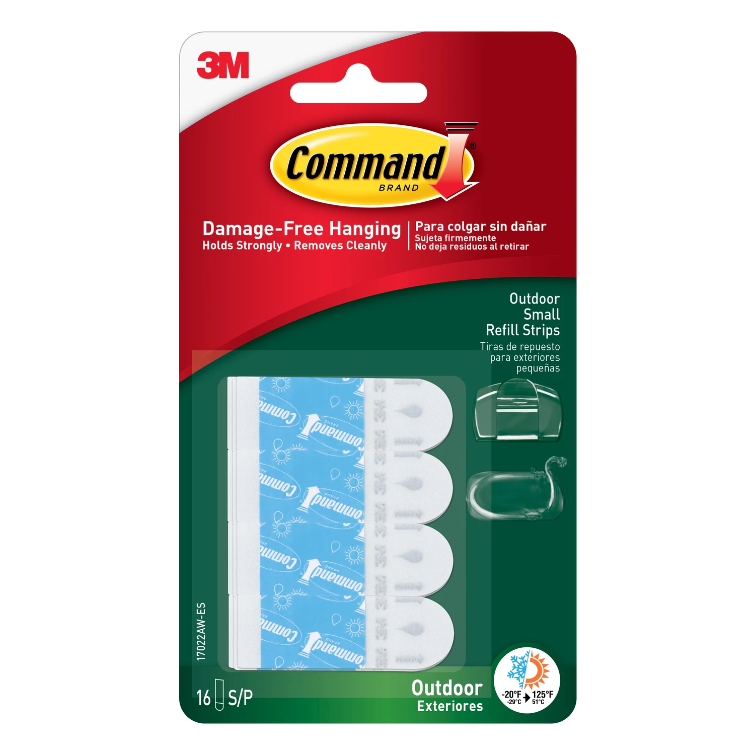 Hook Strip Refills, Outdoor, Small, Foam, 16-Pk.