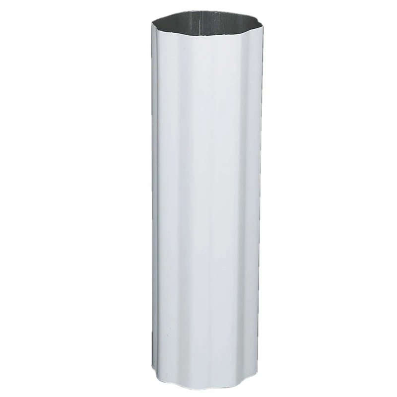 Gutter Downspout, Corrugated Round, White Aluminum, 3 In. x 10 Ft.