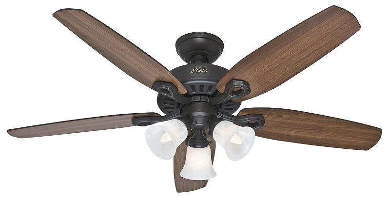 Builder Plus 52-Inch Ceiling Fan with Light, Bronze Finish, 5 Blades