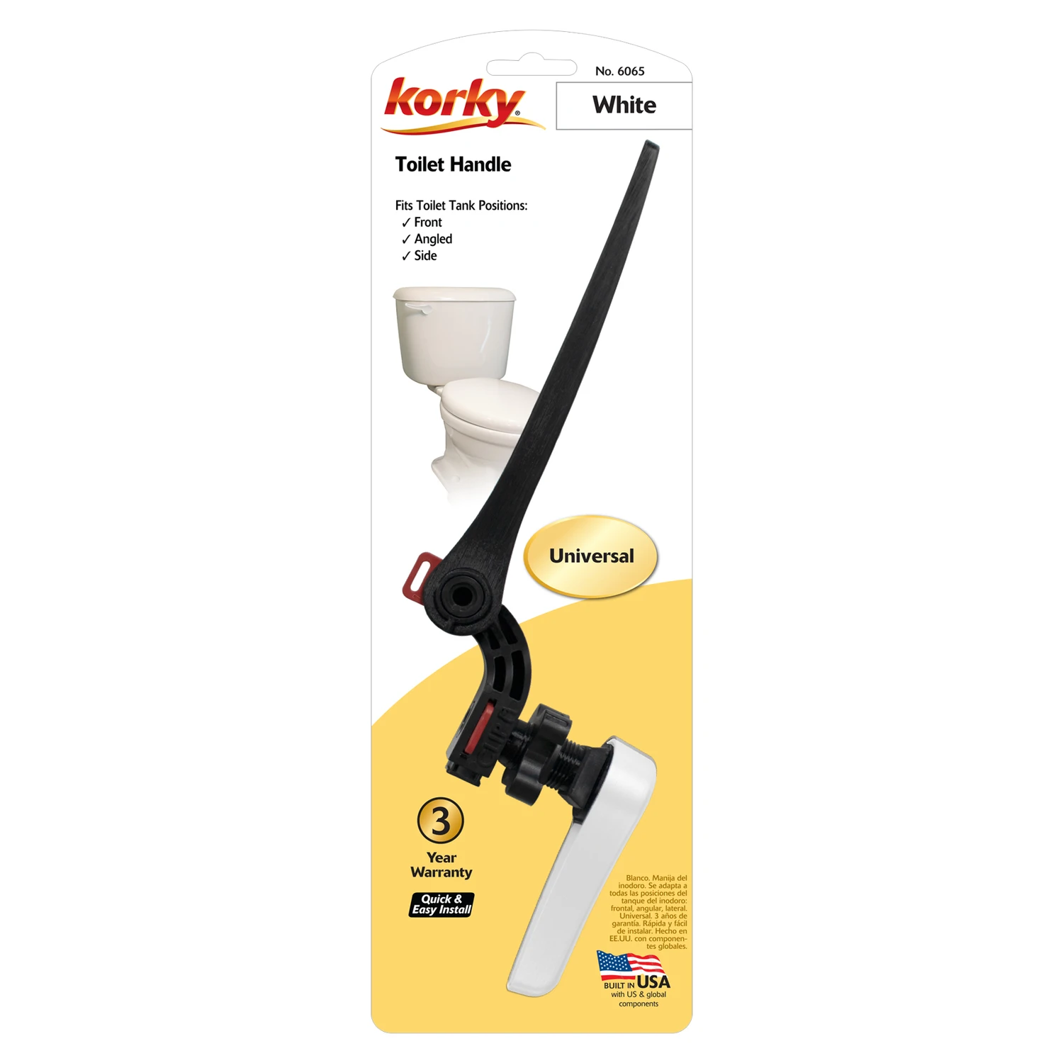 White Toilet Flush Handle Replacement for Standard Toilets