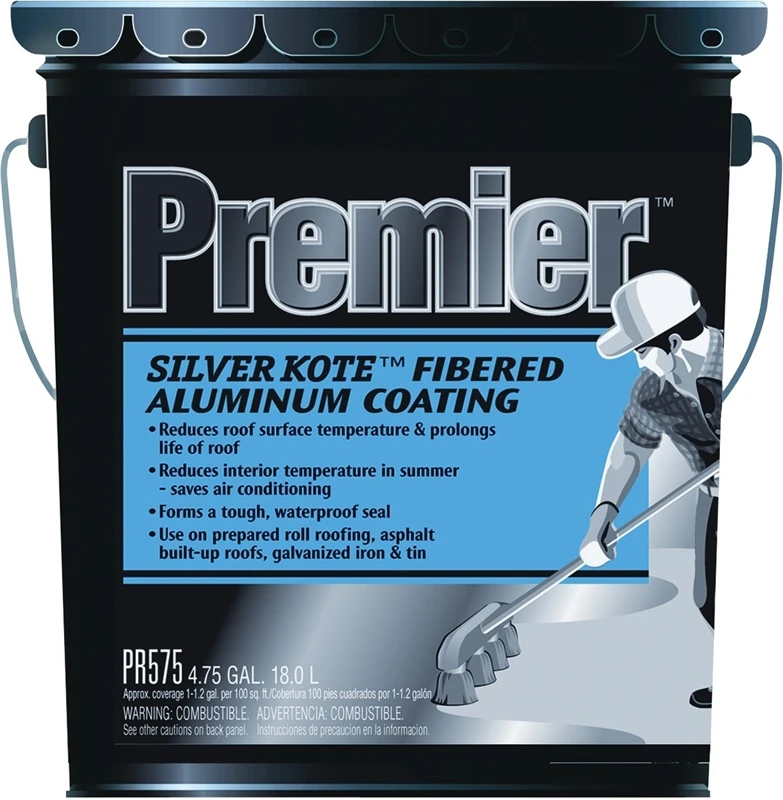 5 Gal. Fibered Aluminum Roof Coating, Reflective, Non-asbestos, Pr575070