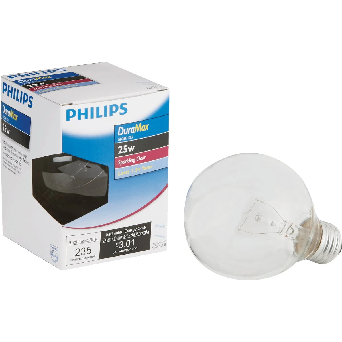 Duramax 25w Clear Medium G25 Incandescent Globe Light Bulb - 2700k