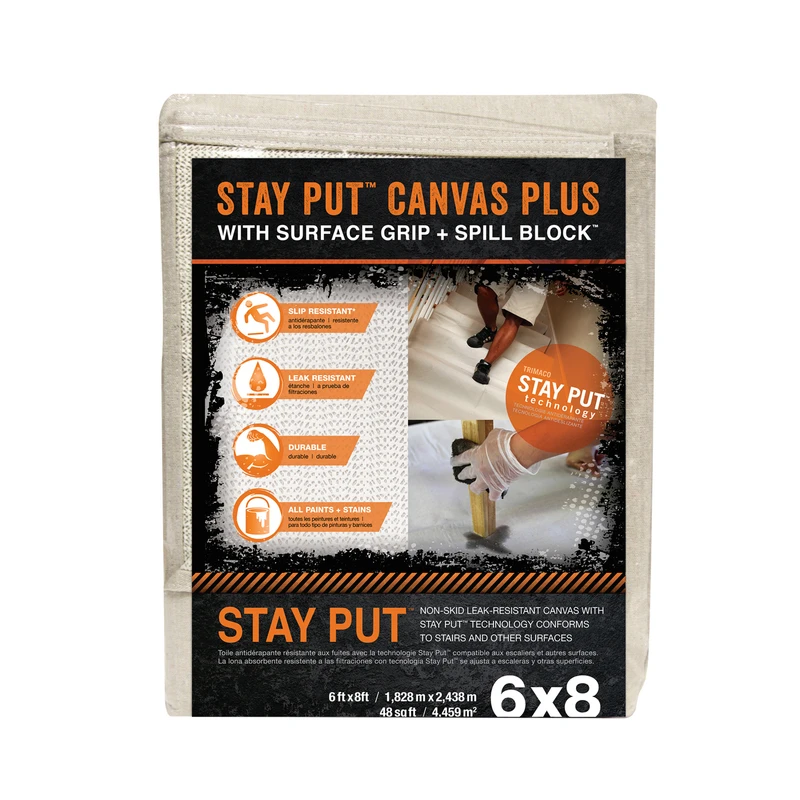 Trimaco Stay Put 6 ft. W X 8 ft. L 8 oz Canvas Drop Cloth 1 pk
