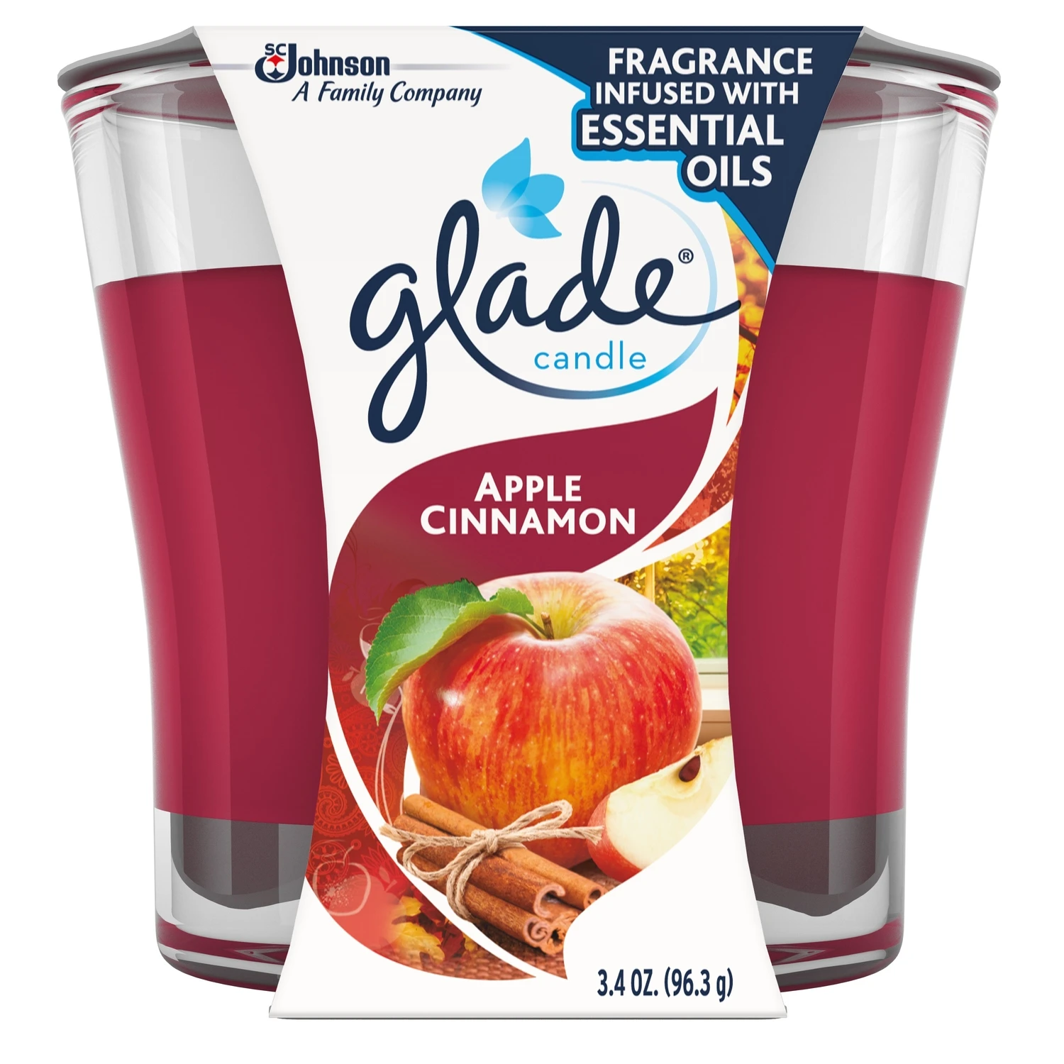 Red Apple Cinnamon Scent Jar Air Freshener Candle 3.4 Oz - Model 76947