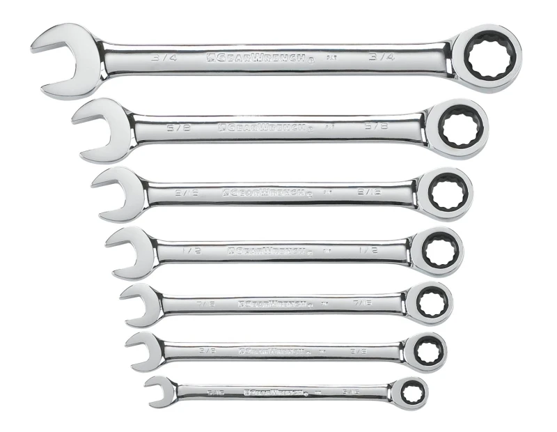 7 Piece 12 Point Sae Ratcheting Combination Wrench Set 9317