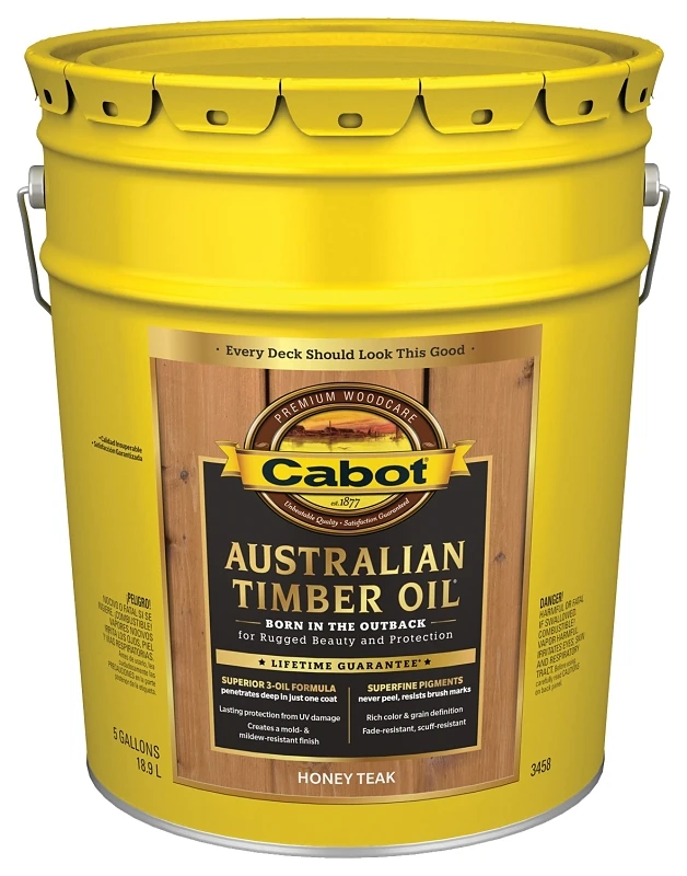 Australian Timber Oil Wood Finish, Honey Teak Color, 5 Gallon Container