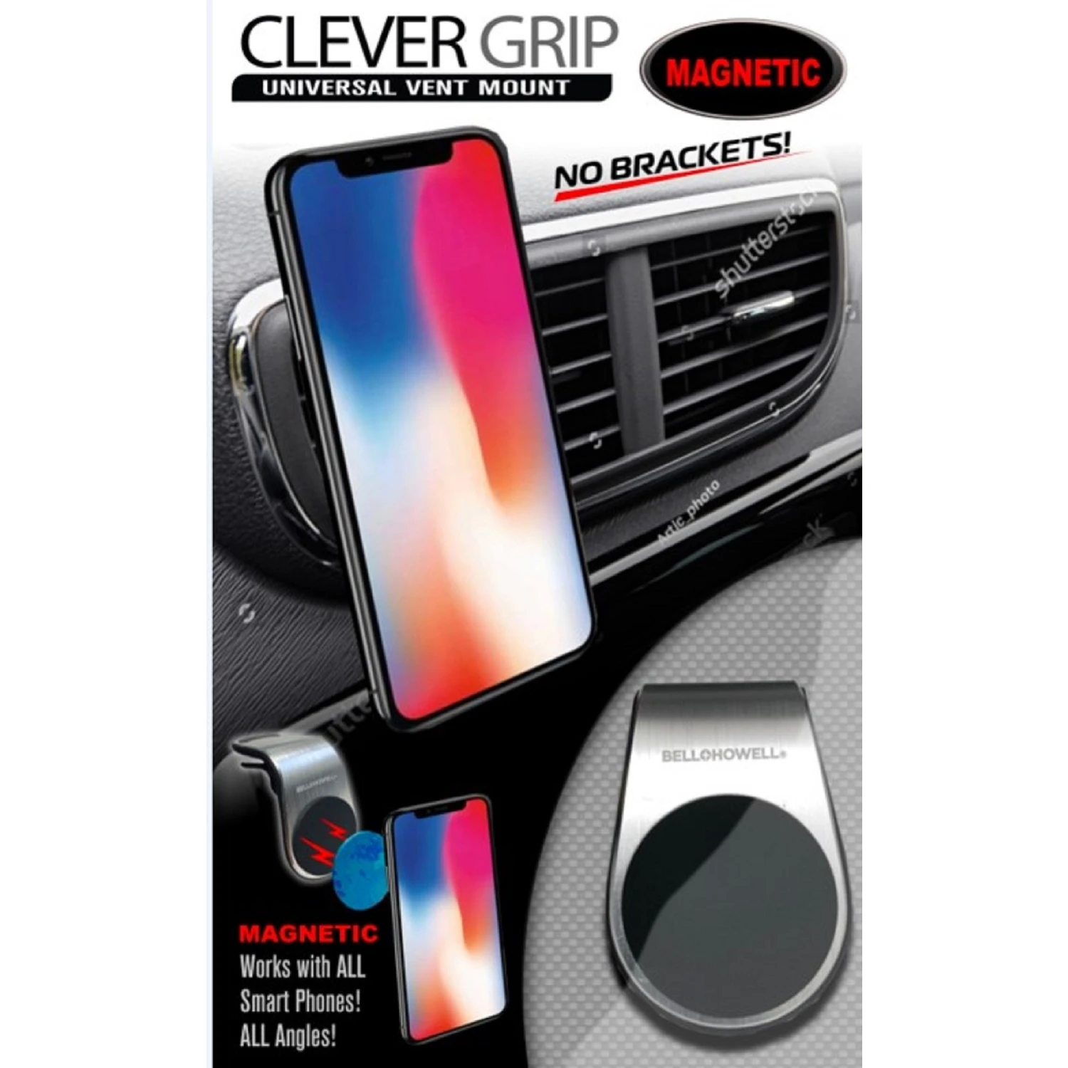 Clever Grip Pro Phone Mount, Magnetic, 360-Degree Swivel