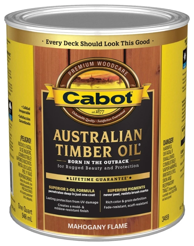 Australian Timber Oil, Mahogany Flame, 1 Quart - Translucent Exterior Finish