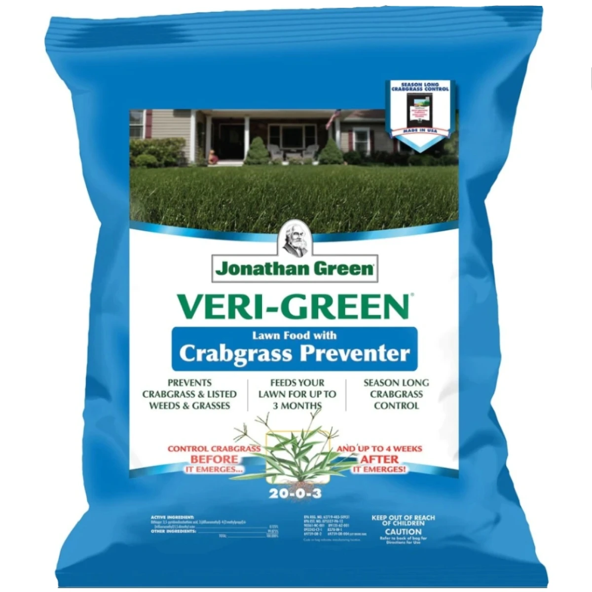 Veri-Green Lawn Fertilizer with Crabgrass Preventer 20-0-3 Formula Covers 15,000 Square Feet