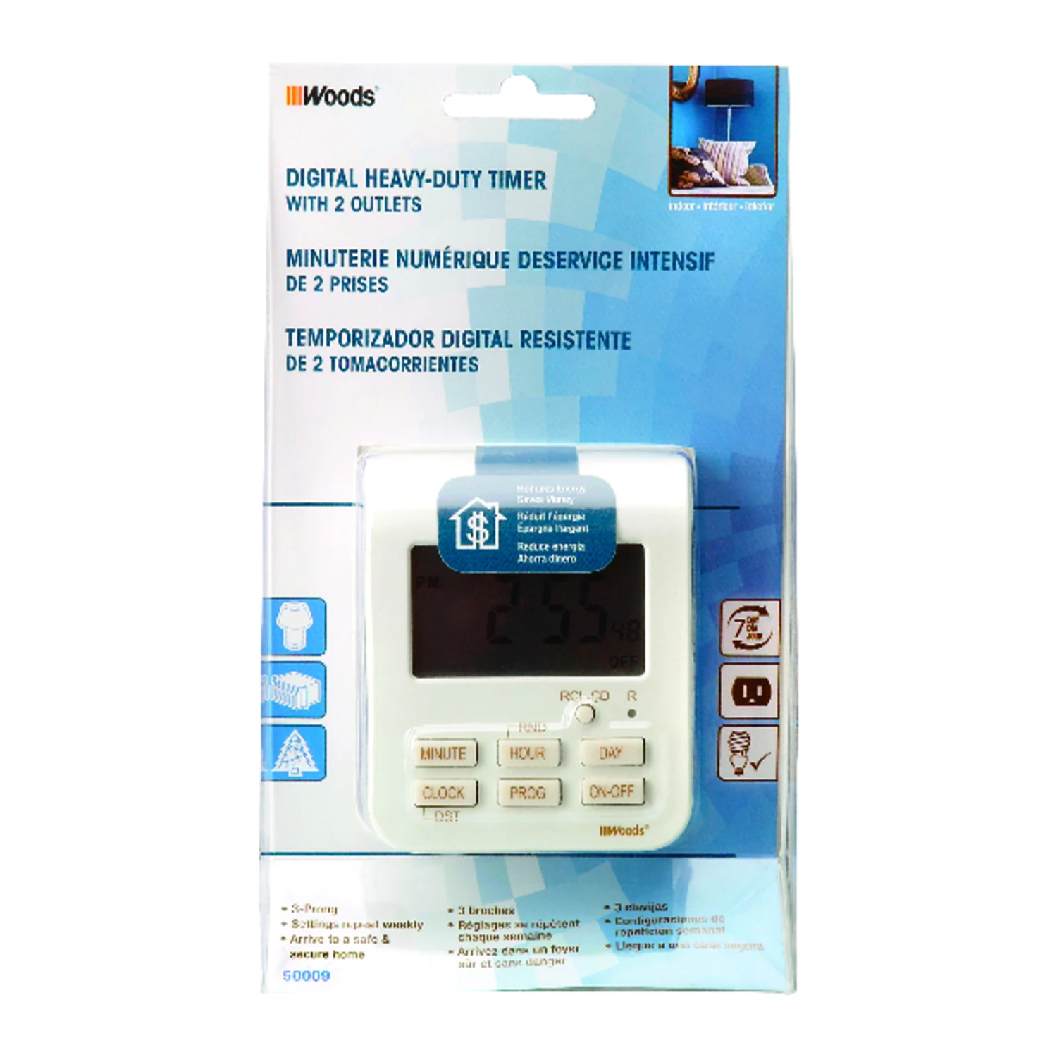 Indoor 7-day Heavy Duty Digital Timer 125v Dual Outlet White