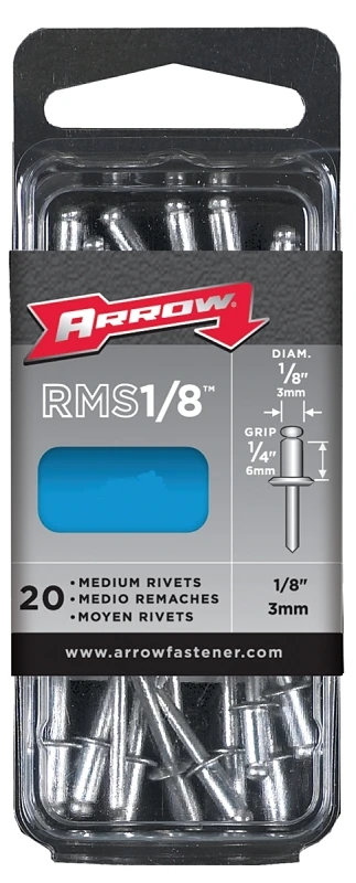 Stainless Steel Rivets 1/8 In. Diameter X 1/4 In. Grip Size 20 Pk