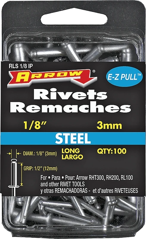 Arrow 1/8 in. D X 1/2 in. Steel Rivets Silver 100 pk