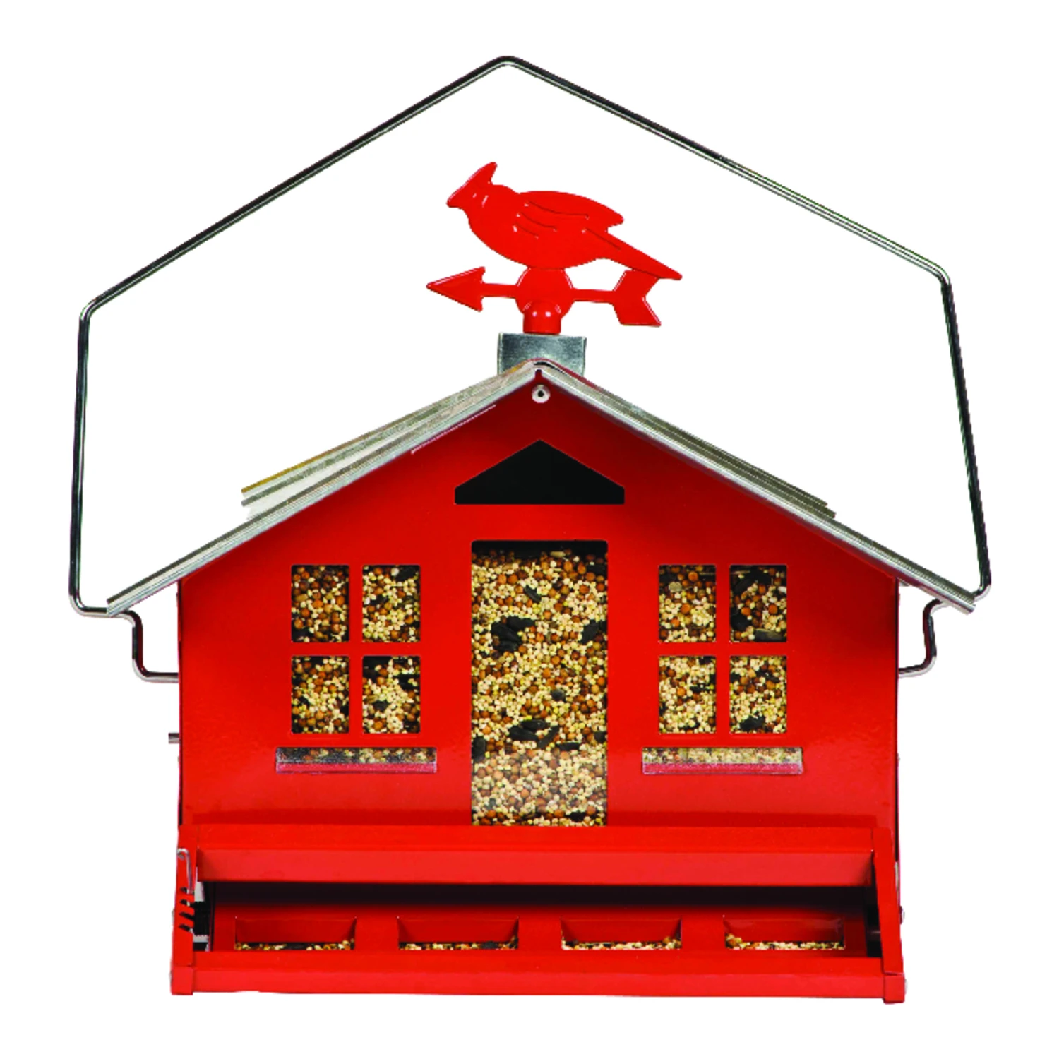 Squirrel-be-gone Red Metal Bird Feeder, 12 Lb. Capacity, Model 338