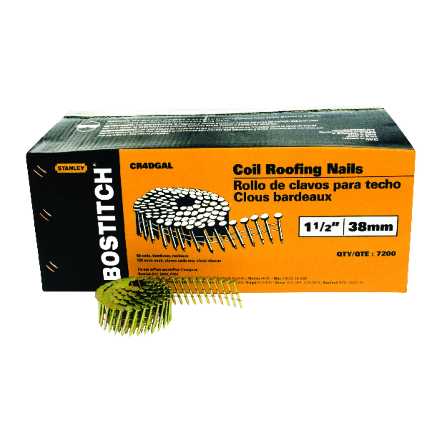 Collated Coil Roofing Nails, 1-1/2 In., 7,200-Pack