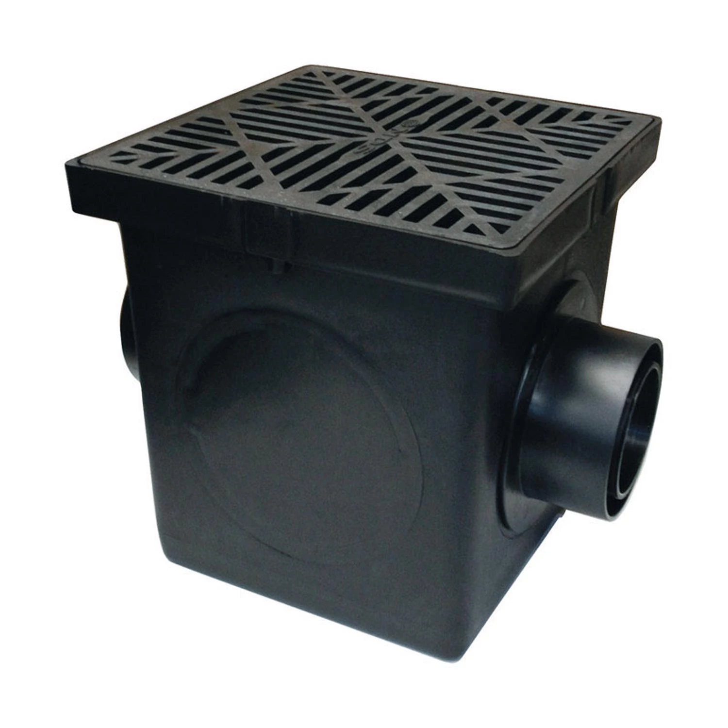 9 In. X 9 In. Black Square Catch Basin Kit With Grate And Outlets