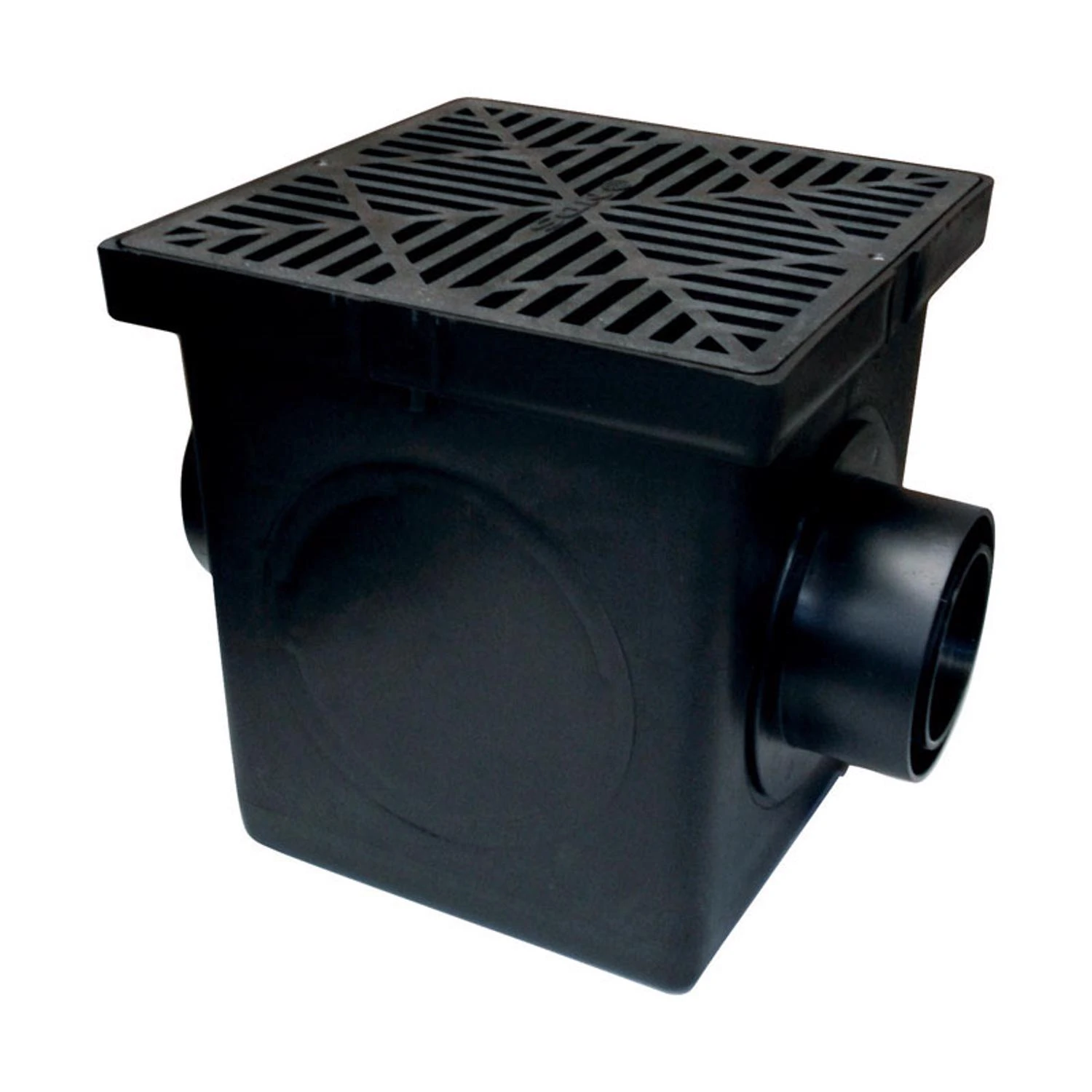 12 In. X 12 In. Black Square Catch Basin Kit With Grate And Outlets