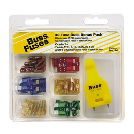 43-Piece Automotive Blade Fuse Assortment Kit with Various Amp Ratings
