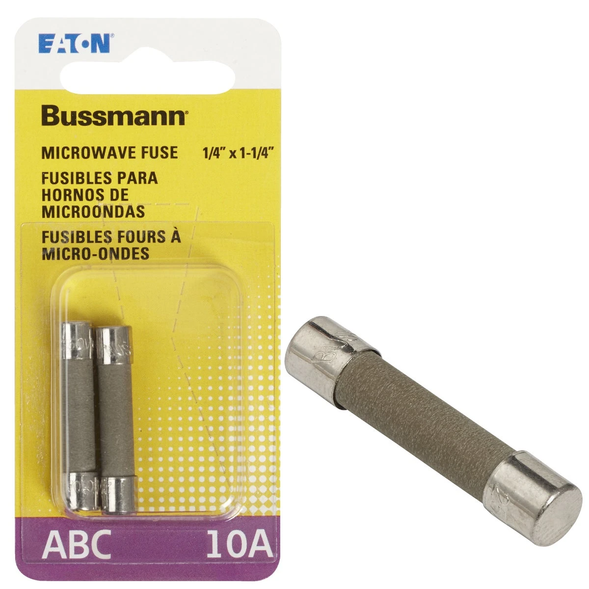 10-Amp Type ABC Ceramic Tube Cartridge Fuse, 2-Pk.