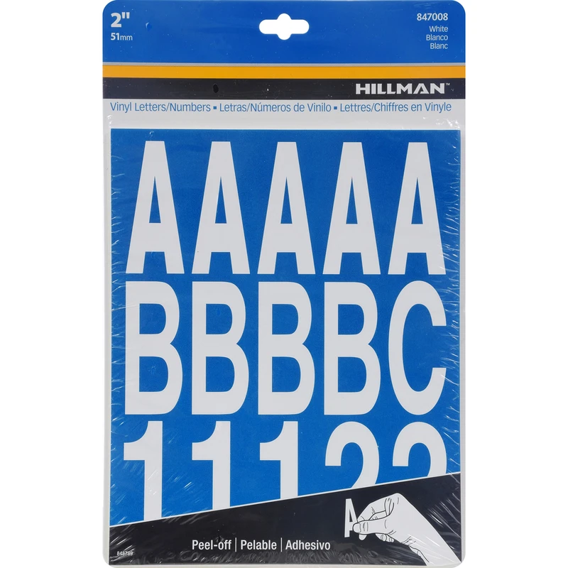 2-Inch White Vinyl House Letters & Numbers — Self-Adhesive Address Kit