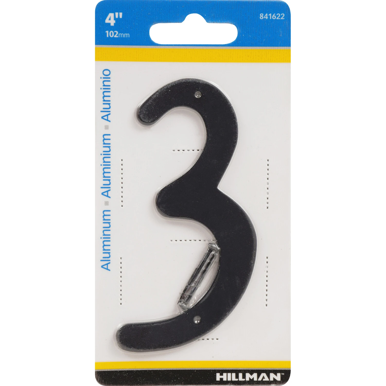 House Address Number 3 Nail-On Black Finished Aluminum 4 Inch