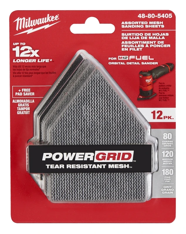Milwaukee Tool 3-3/4 in. Mesh Sanding Sheets Kit for M12 FUEL Orbital Detail Sander (12-Pack)