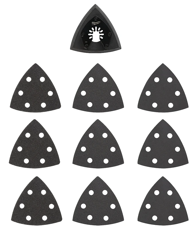 Milwaukee Universal Fit Open-Lok 3-1/2 in. 60 / 120 / 240 Grit Triangular Sanding Pad and Paper Set