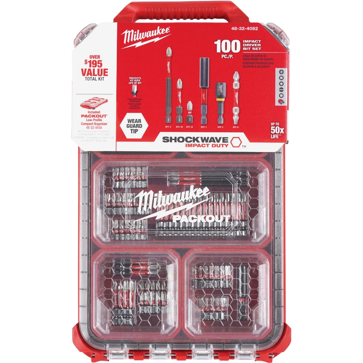Shockwave Packout Impact Screwdriver Bit Set (100-piece) With Organizer