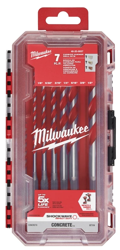 Shockwave 7-piece Large Masonry Drill Bit Set With Hex Shank